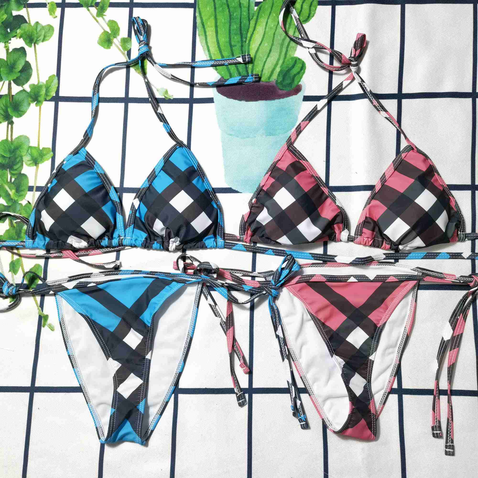 

Designer Luxury Women Plaid Bikinis Ladies Summer Beach Swimming 2 Pieces Bikini Underwear Swimwear Womens Swimsuit Bathing Suits Sexy OnepieceS wim