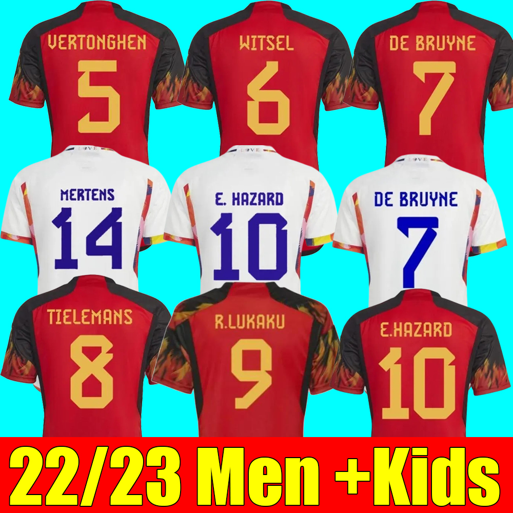 

New 2022 Belgium Soccer Jersey fans Player version COURTOIS hazard LUKAKU TIELEMANS 22 23 Michy Batshuayi Kevin De Bruyne KOMPANY men Women kids Football Shirt Kits, 22-23 adult home patch