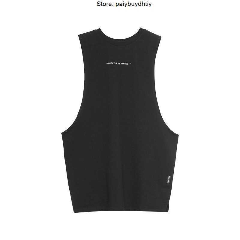 

2023 ASRVS Summer Men's Sports Tank Top Fashion Brand Loose Split Solid Sleeveless T-shirt Quick Drying Round Neck TankTop For Men GKYZ, Grey