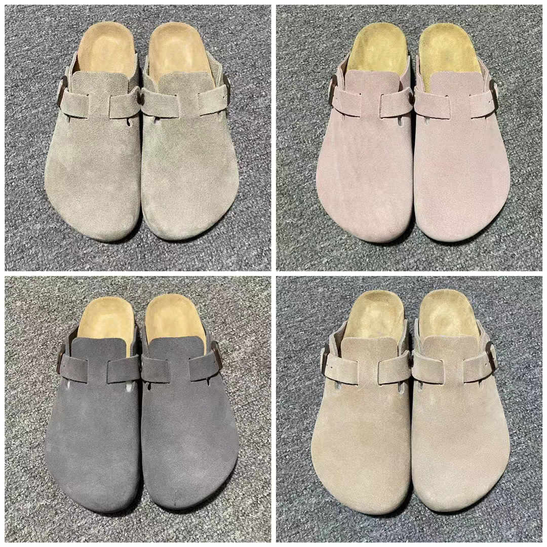 

Designer Birkinstocks Boken Shoes Germany Boken Autumn and Winter Semi-trailer Men Women Baldheaded Leather Cork Slippers Boston Size34-45, Color2