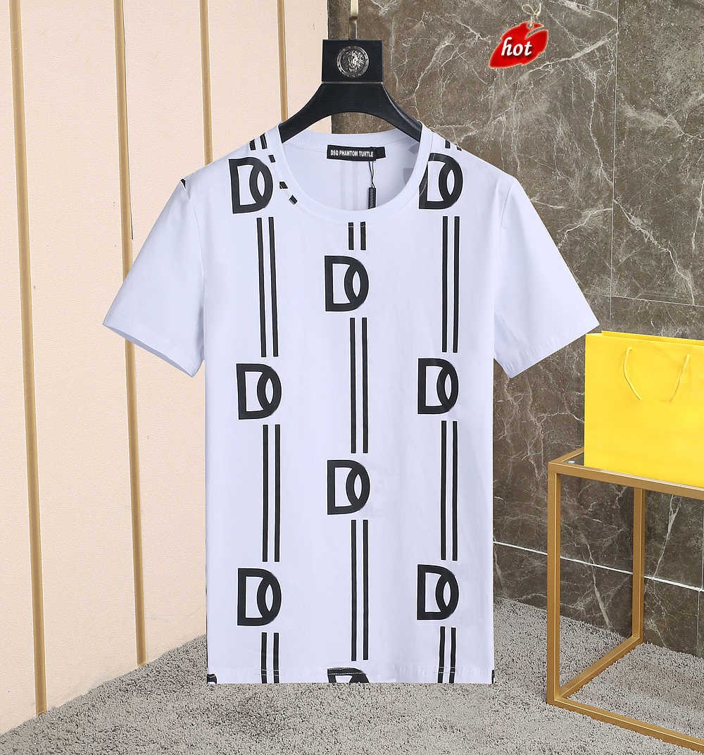 

Mens Designer T shirt Italian Milan Fashion Allover Striped Print Tshirt Summer Black White Tshirt Hip Hop Streetwear 100 Cotton To dsquare 2 d2 dsqs dsq2s DUP4