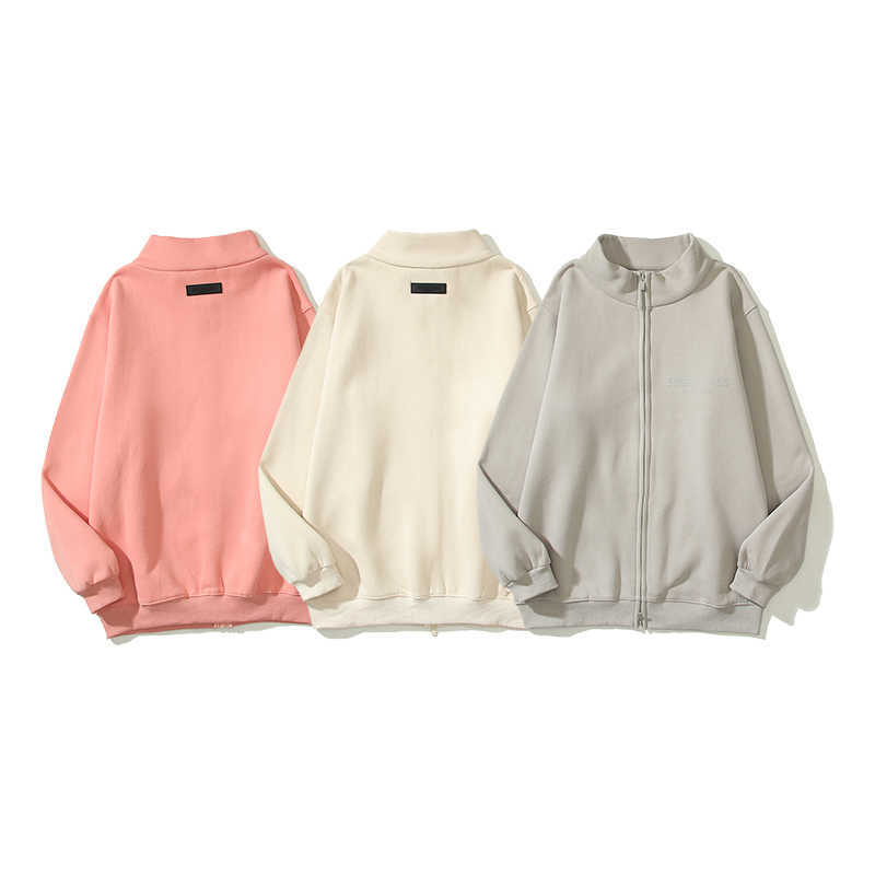 

ESS Hoodies FEARs OF GOD ESSEN Double thread letter flocked zipper standing neck plush sweater jacket Mens Womens hoody, Shipping fee