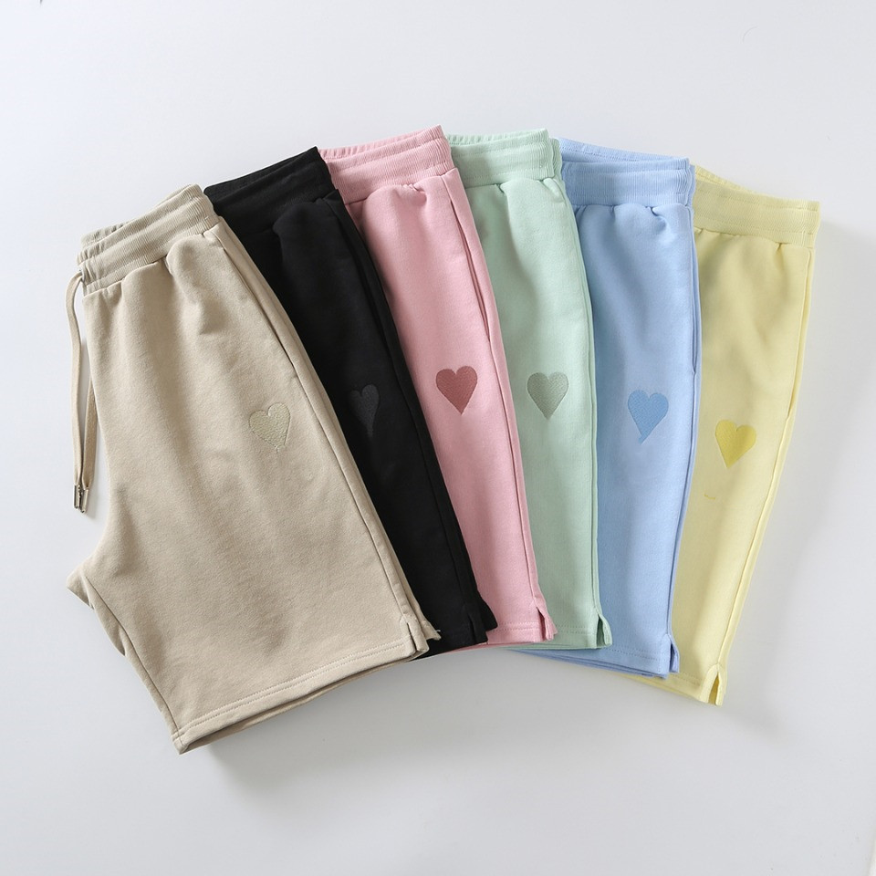 

Mens shorts designer ami embroidery short loose printing woman men knee length fashion heart Letter clothing Asian size