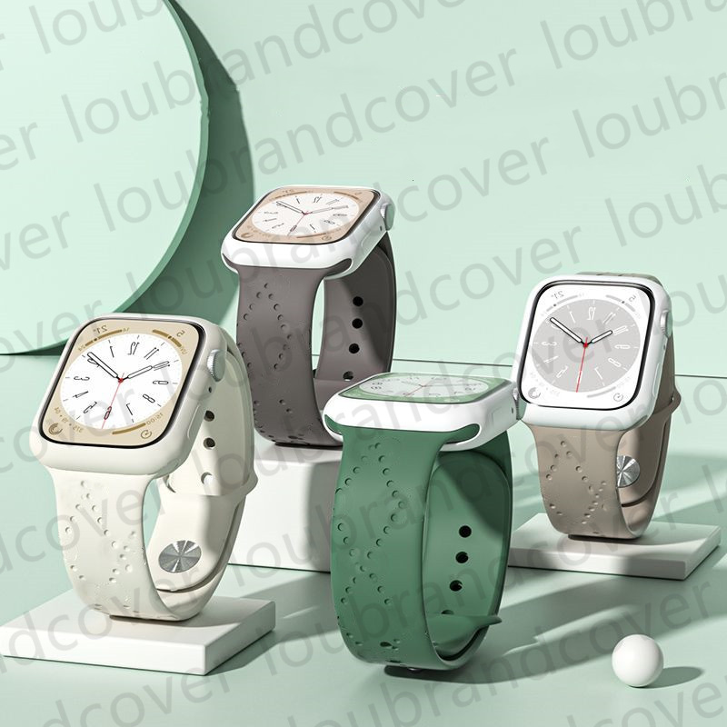 

Liquid Silicone Watch Band Smart Straps for apple watch band 49mm 38mm 44mm 45mm iwatch series 8 9 4 5 6 7 Strap Rivet Embossing Bracelet 3D Concave Pattern ap watchbands