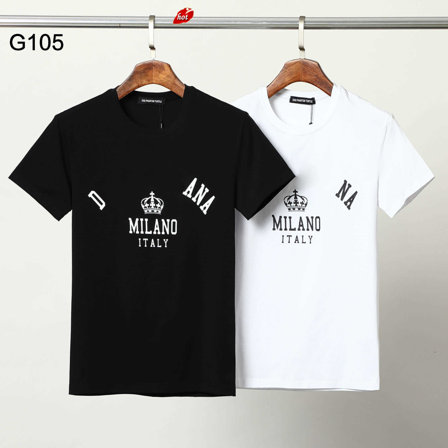 

Mens Designer T shirt Italian Milan Fashion Print T-shirt Summer Black White T-shirt Hip Hop Streetwear 100% Cotton Tops Plus size 6848 dsquare 2 d2 dsqs dsq2s L54D