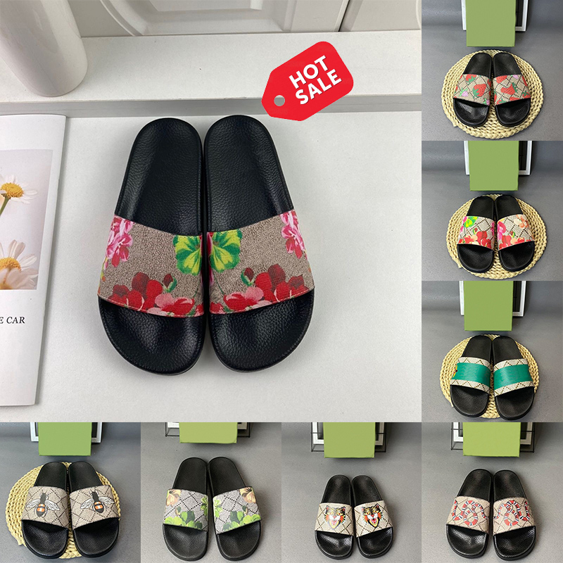 

2023 Top Slipper Men Women Black Floral Canvas Green Blue Flowers Slides Designer Slippers Flat Slide Fashion Luxury Summer Beach Platform Rubber Shower Sandals, Color 8