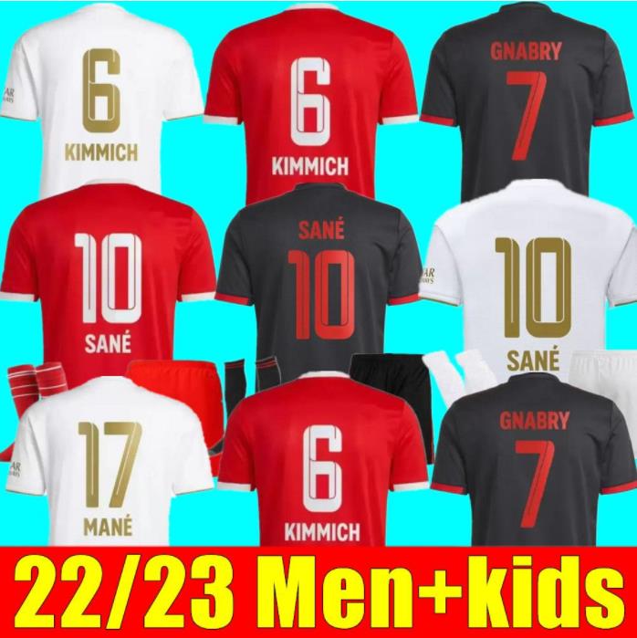 

DE LIGT MANE soccer jerseys 22 23 GRAVENBERCH SANE BAYERN MUNICH Mazraoui MULLER DAVIES KIMMICH TEL football shirt Men Kids kit COMAN 2022 2023 uniform third, Away kids+socks