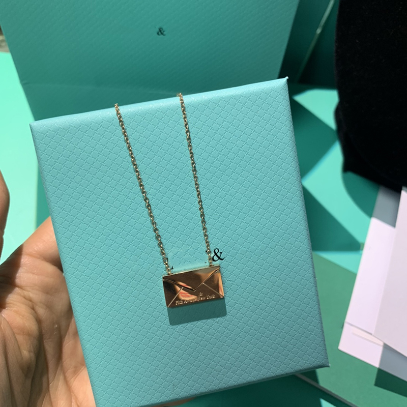 

Luxury designer necklaces solid color envelope set designer necklace jewelry casual style Christmas jewelry versatile Great with branded boxes as gifts