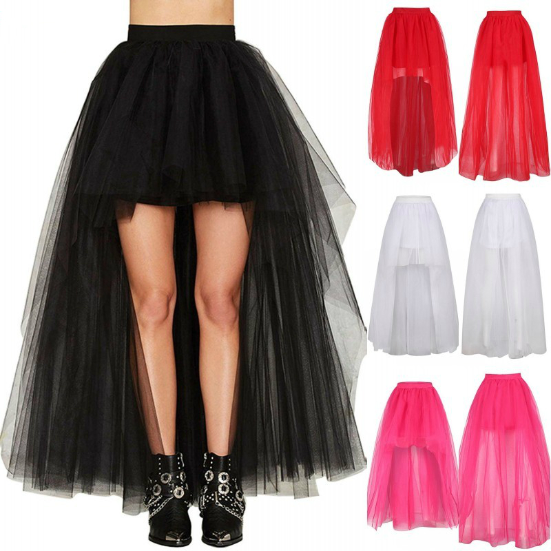 

Black Tulle Long Petticoat Rockabilly 3 Layers High Low Woman Tutu Skirt Underskirt Slips Wedding Accessories, Customize