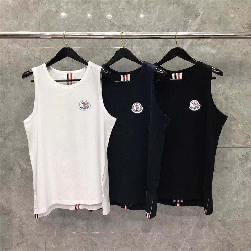 

MONCLER Man T Shirt Sleeveless Designer Vest Breathable Mens Shirts Tank Striped Back Cotton Vests Asian Size -5XL, Black