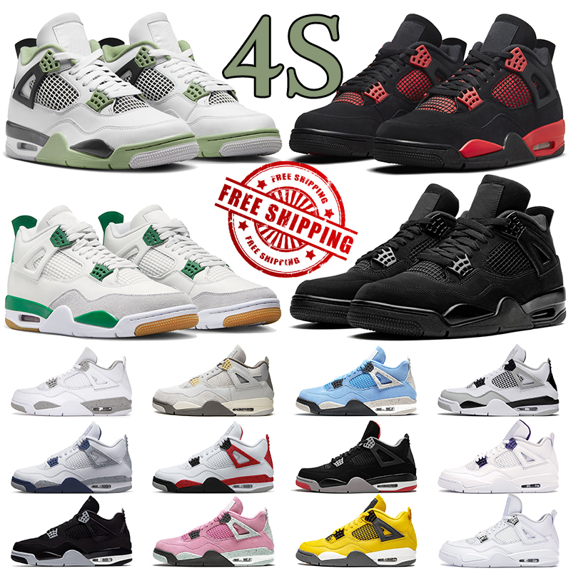 

Black cat 4 basketball shoes jumpman 4s mens trainers j4 Red Thunder UNC Military Black Sail Pine Green Infrared men women sport outdoor sneakers, 40-47 red cement