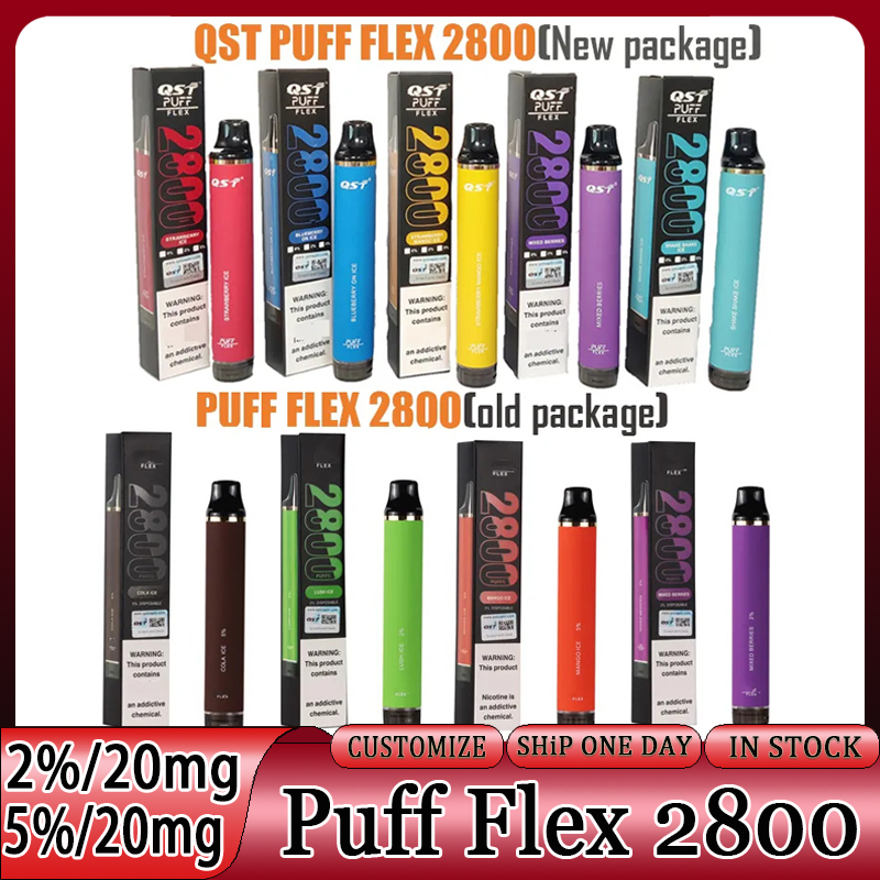

Puff Flex 2800 Puffs 2800 Disposable E Cigarettes Vape Disposable Puff 2800 Pods Device Kits 850mah Battery Pre-Filled 8ml Vaporizer Vaper Pen New packing QST