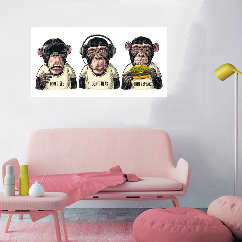 

Three Wise Monkey Street Pop Art Poster Funny Monkeys Print Canvas Painting Picture For Living Room Wall Decoration Home Decor