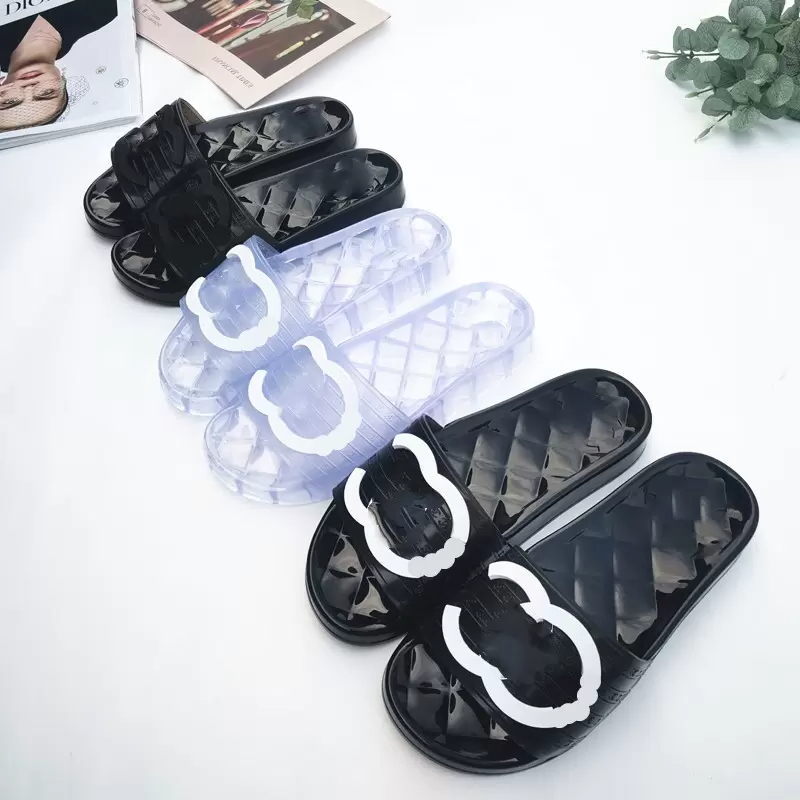 

Hot Women Designer Slippers Transparent PVC jelly Sandals Womens letter Printed Luxury Summer slipper Slides Silicone lady Flip Flops Flat Shoe sneakers size 35-46, White