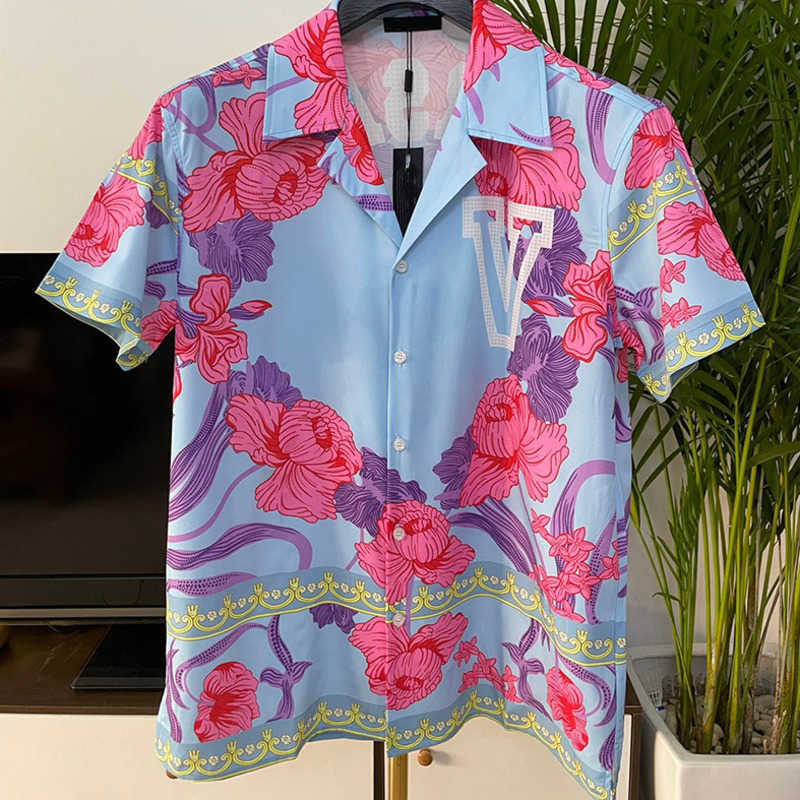 

Mens casual shirt short sleeve jacket designer t shirt Medusa digital printing men women shirt summer beach vacation button shirts cardigan, Multi