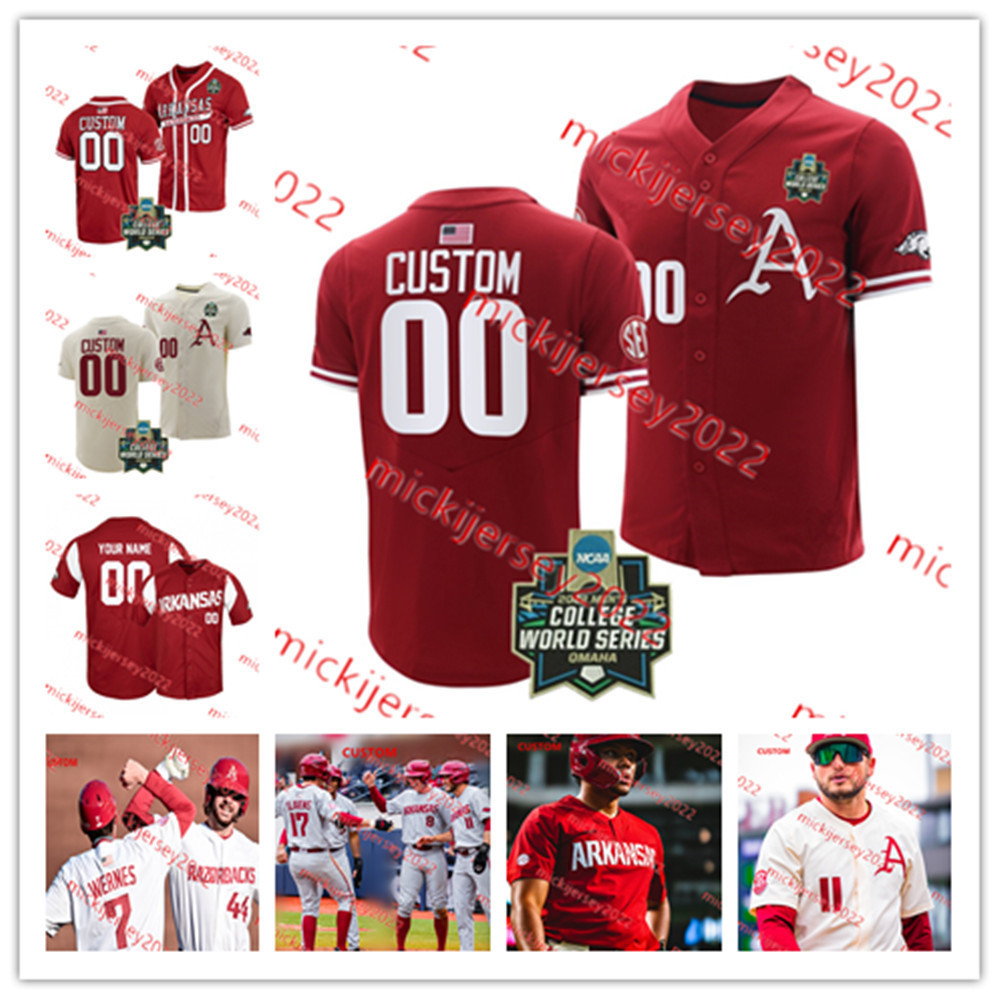 

Arkansas Baseball Jersey Ben Bybee Sean Fitzpatrick Custom Stitched Mens Youth 12 Michael Turner 1 Brian Anderson Arkansas Jerseys, 2023 cream