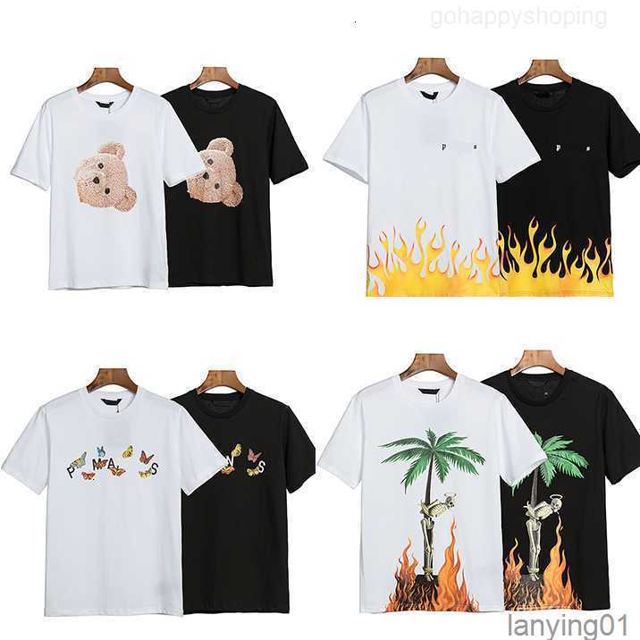 

Mens Designer t Shirt Palm Letter Print Graffiti Short Sleeve Fashion Angel Women' Bear Casual Comfortable T-shirt, 2 white