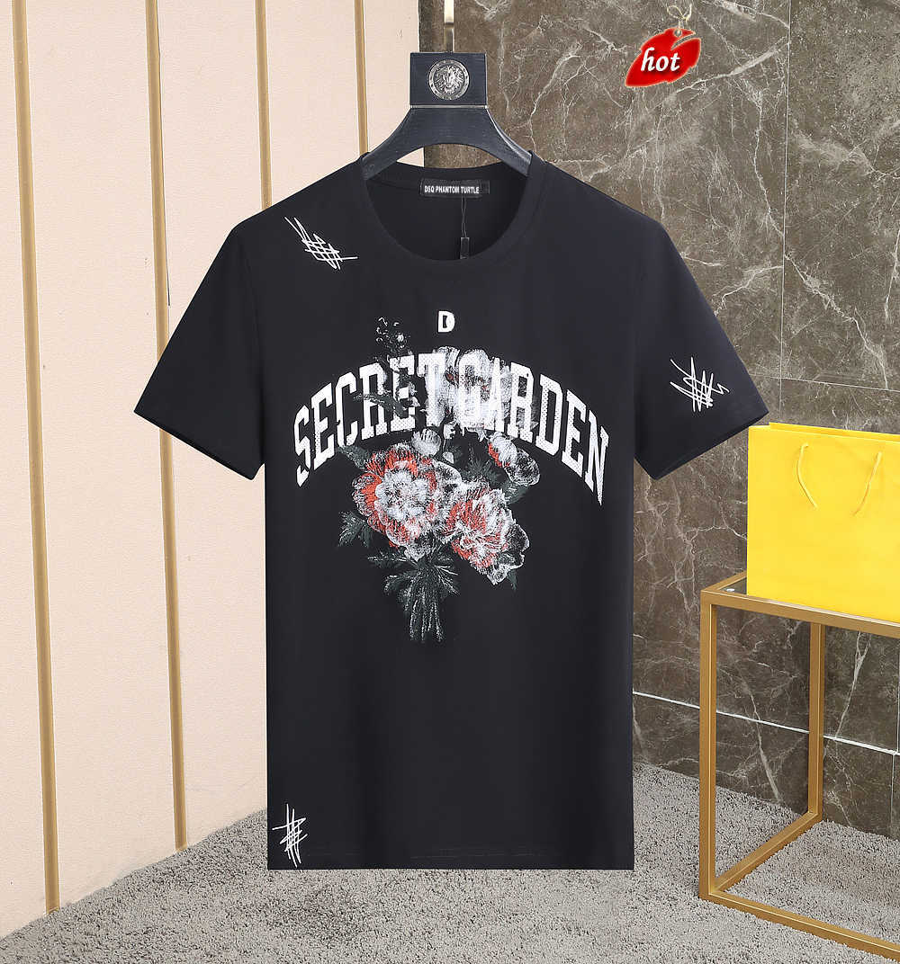 

Mens Designer T shirt Italian Milan Fashion Flower Print Tshirt Summer Black White Tshirt Male Hip Hop Streetwear 100 Cotton Tops 11 dsquare 2 d2 dsqs dsq2s 5CKZ