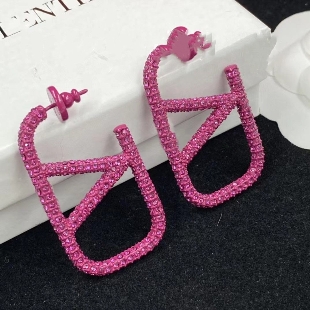 

2023 earrings designer for women stud luxury gold heart shape pearl crystal gold double V letter 925s silver jewelry classic 88