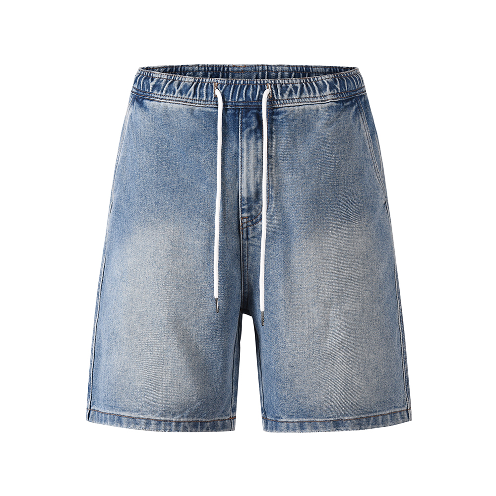 

High Street Washed Vintage Pockets Drawstring Casual Jeans Shorts Men's Wide Leg Casual Baggy Five Point Pants