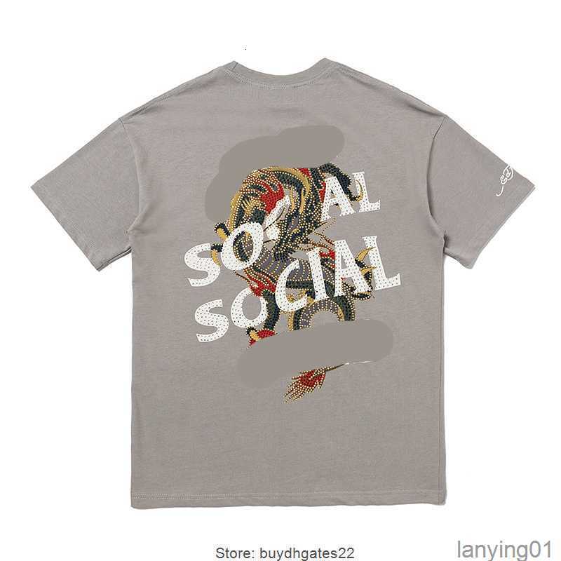 

Street Trend Men' t Shirt Chinese Dragon Hot Drill Limited Section Hip-hop That Female Short-sleeved Loose T-shirt, Tx-041397