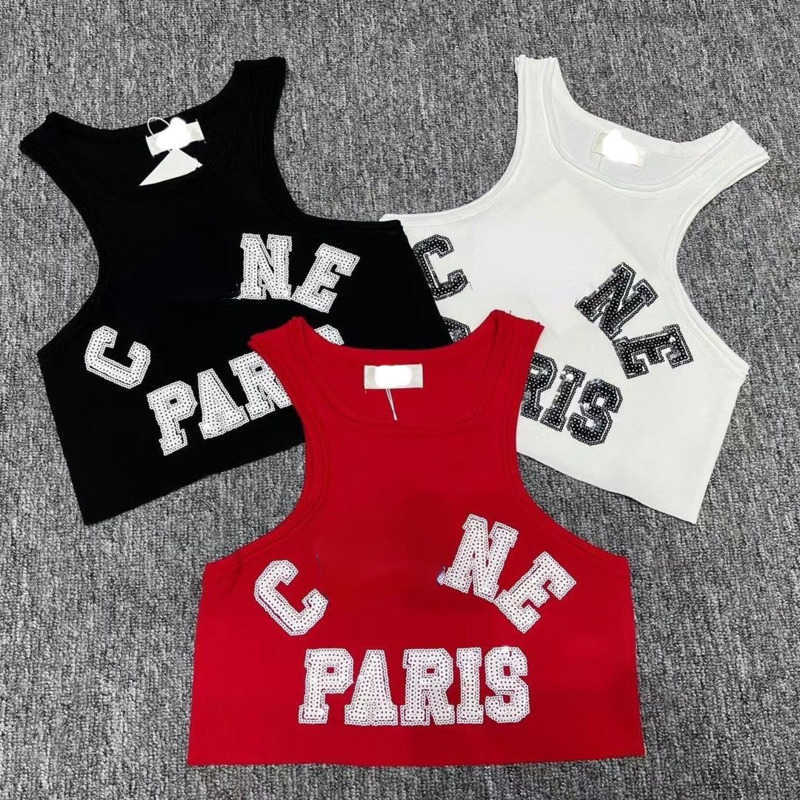 

Women Knits Tee Designer Embroidery Knitted Vest Sport Tank Top Breathable Yoga Vest Tops woman diesel top, No logo white t-shirt