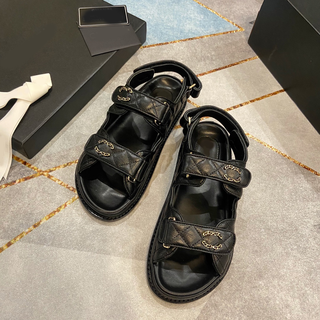 

women designer sandal platform sandals sandale slides shoes thick bottom summer flat heel hook loop casual beach buckle genuine leather high quality with box 10A, Color16