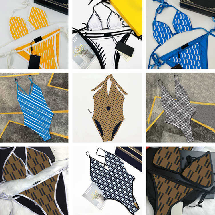 

Designer Bikini Top Full Letter Designer Swimwear Womens Sexy Bikinis Set Shoulder One Piece Swimsuit Summer Vacation Beach Swimming Suit 23 Styles, #37-brown