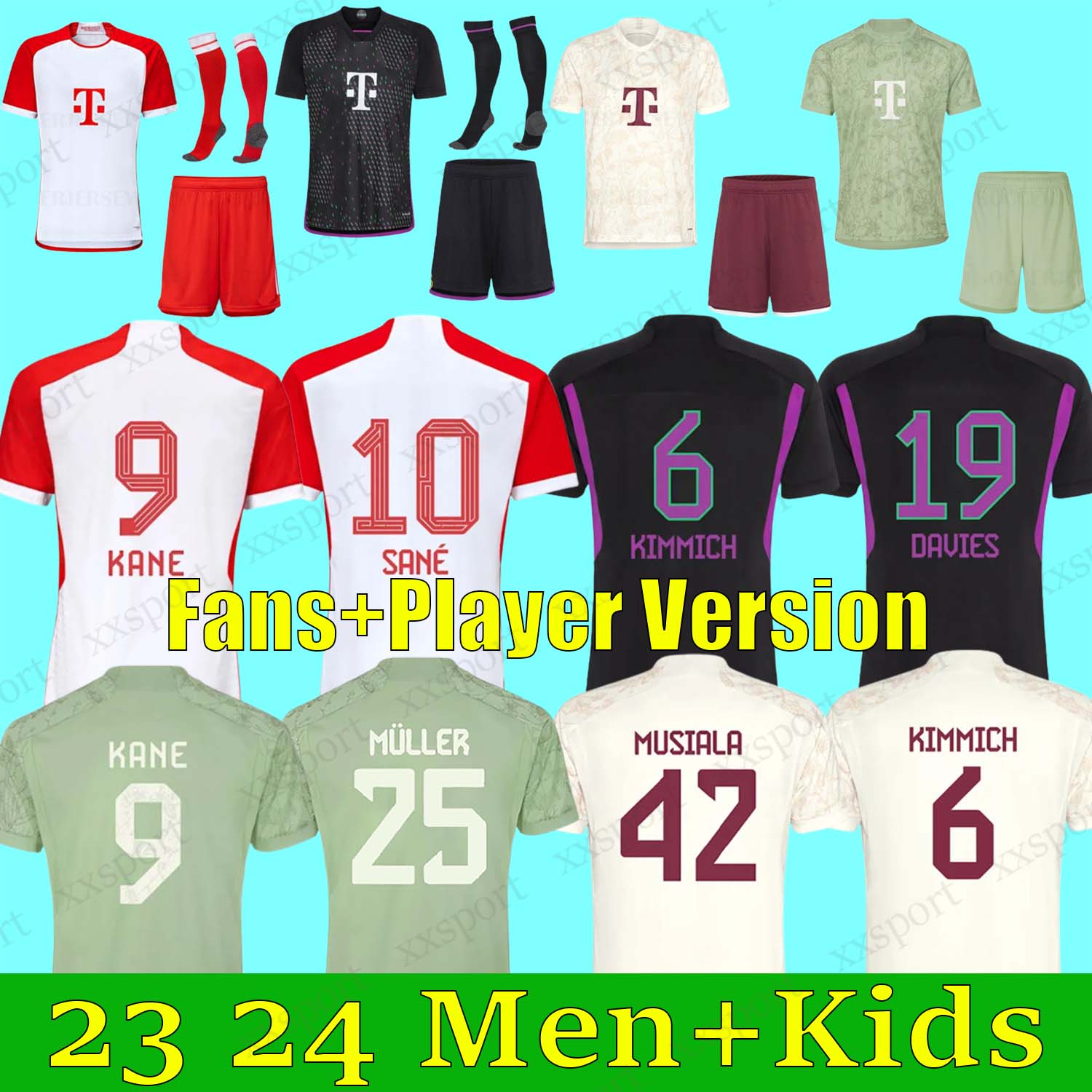 23 24 KANE BAYERN soccer jerseys SANE KIMMICH MUNICH MULLER DAVIES COMAN 2023 2024 home football shirt GORETZKA GNABRY MANE jersey MUSIALA Men Kids kit sets uniforms 