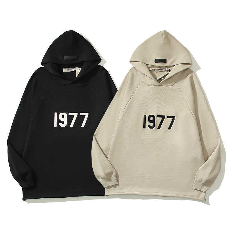 

ESS Sweaters FOG Fashion Brand ESSEN Season 8 Double Thread Loose 1977 Flocking Embroidery Knitted Sweater Hoodie Mens Womens, Shipping fee