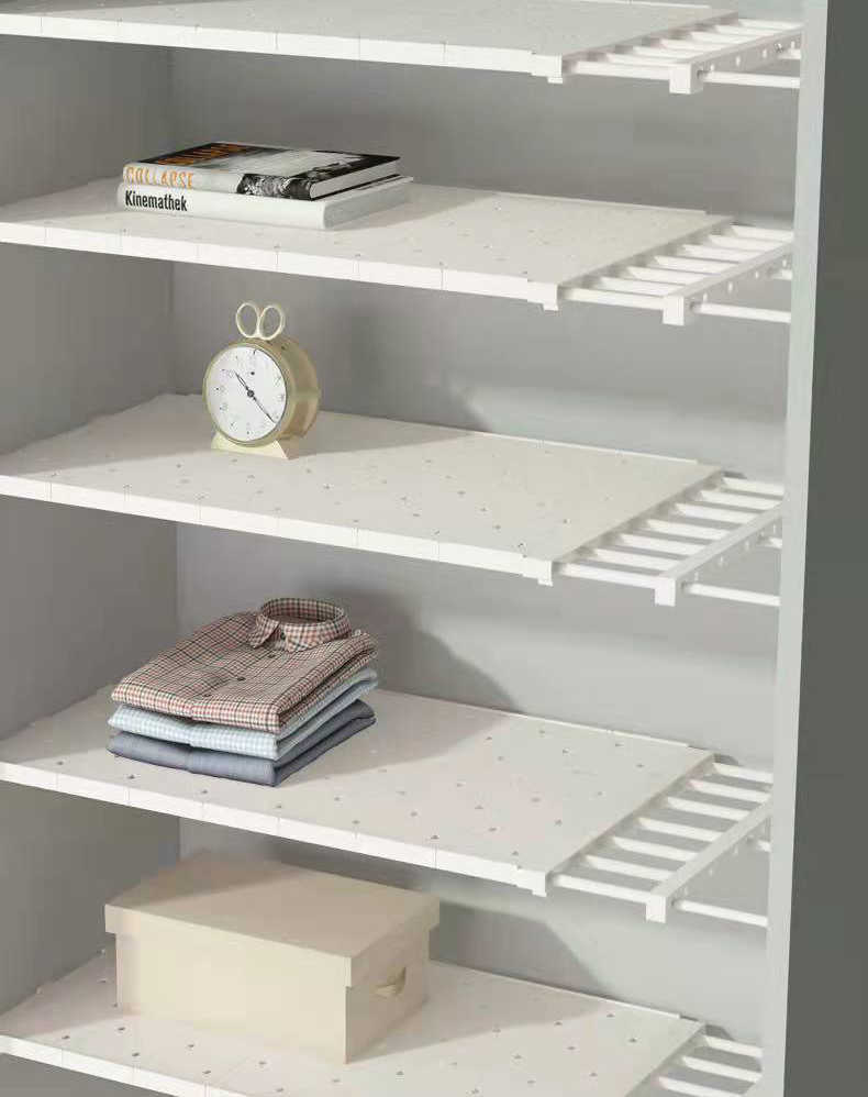 

chen Storage Organization Adjustable Closet Organizer Shelf Wall Mounted Rack Cabinet Holder Telescopic Separate Layer Home Decorative W0414