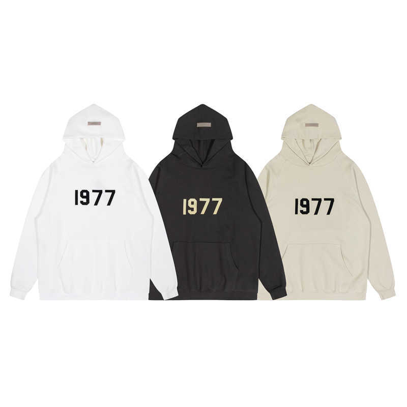 

ESS Hoodies FOG Trendy Brand FEARs OF GOD Double Track ESSENTILAS High Street 1977 Flocked Loose Relaxed Hoodie Mens Womens hoody, Shipping fee