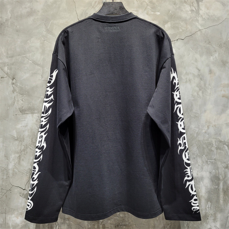 

Long Sleeve Men' Plus Tees Women Black T-Shirt Print T Shirt Back Embroidery