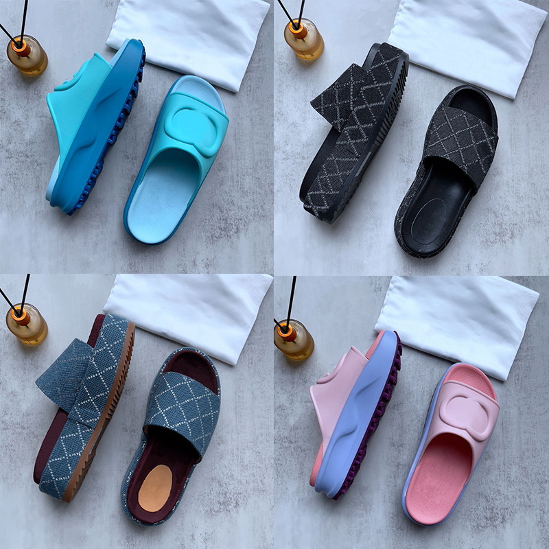 

2023 tory sandals flip flops platform slippers embroidered canvas designer 60mm Canvas covered platform sandals and dust bags big size 35-45, # 12