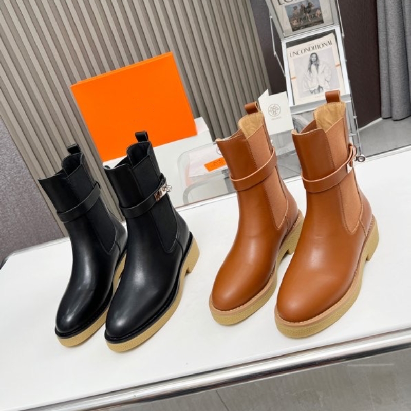Women's Classics Boots New Arrival Brand Designer Knight Boots Fashion Ankle Short Half High Quality Genuine Leather Shoes Woman Booties Ult-image-921014551