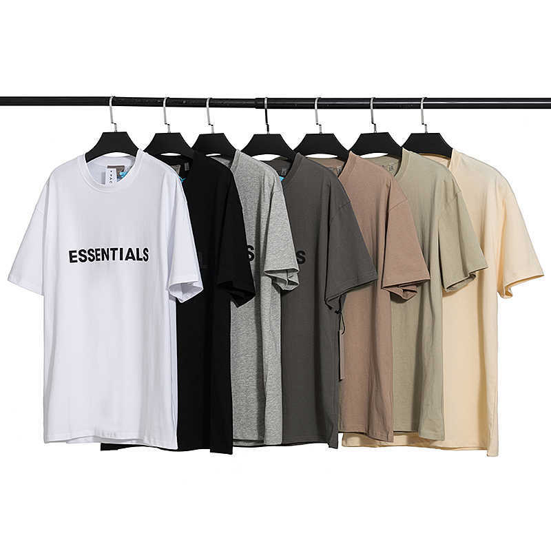 

ESS Tees T-Shirts ESSEN fashion clothing Brand FEARs OF GOD Double Thread FOG Basic 3D Letter Loose Short Sleeve T-shirt Mens Womens TShirt, Brown9