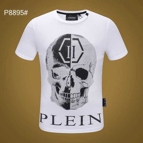 

PLEIN BEAR T SHIRT Mens Designer Tshirts Brand Clothing Rhinestone Skull Men T-shirts Classical High Quality Hip Hop Streetwear Tshirt Casual Top Tees PB 11389W88W, White
