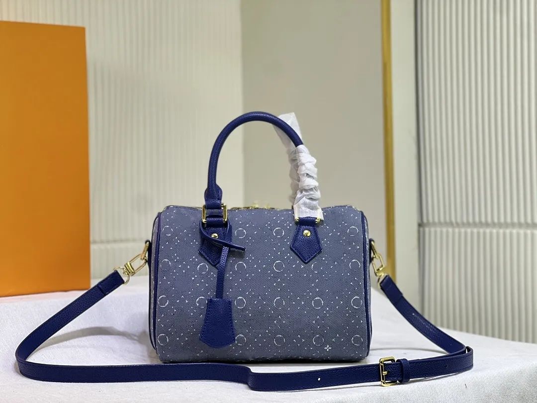 Speedy Bandouliere 25 Sacs à bandoulière Chaîne Bracelet en cuir Naturel en forme de baril Empreinte Cuirs de vache Super Mini Femmes Boston Sacs