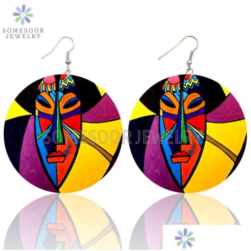 

Dangle Chandelier Earrings African Ethnic Black Queen Wooden Drop Both Sides Printed Bohemian Afro Loops Jewelry For Women Dhgarden Dhsve