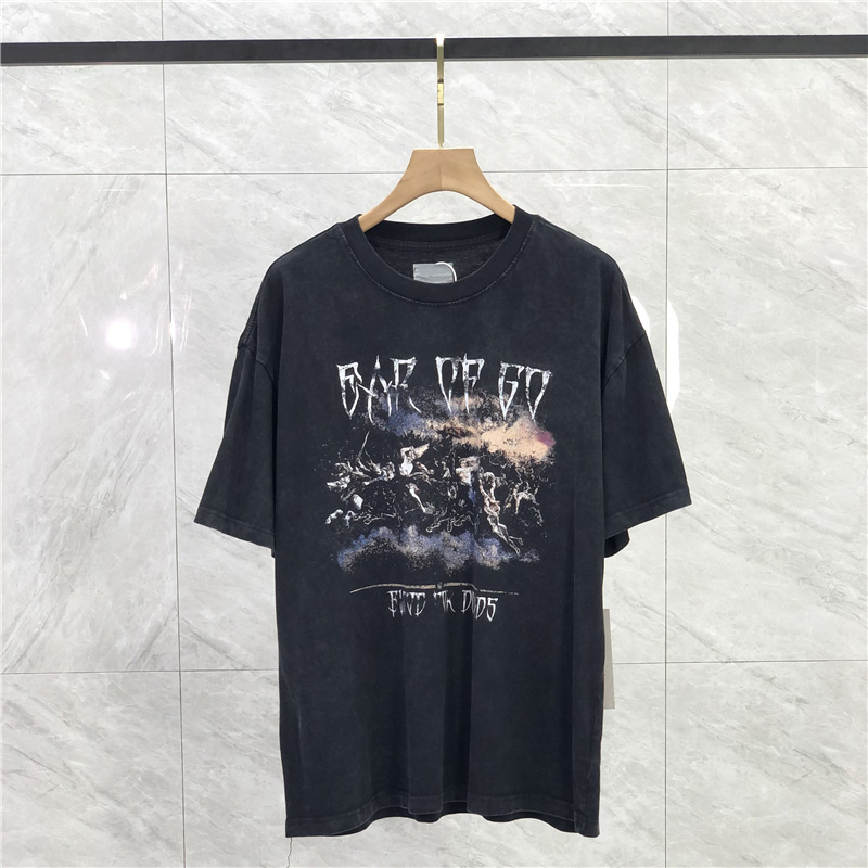 

23ss Summer Men Cotton Tee Vintage t shirt Distressed Ancient Fashion Skateboard Streetwear Unisex Tshirt
