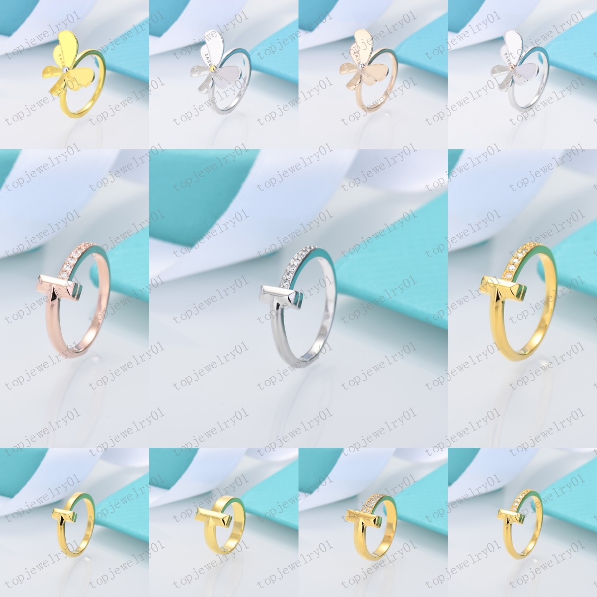 

Designers Double T-shape Rings Opening 925 Sterling Silver Diamond Pearl Oyster Ring Fashion Classic Woman Luxury Jewelry with Original Bag