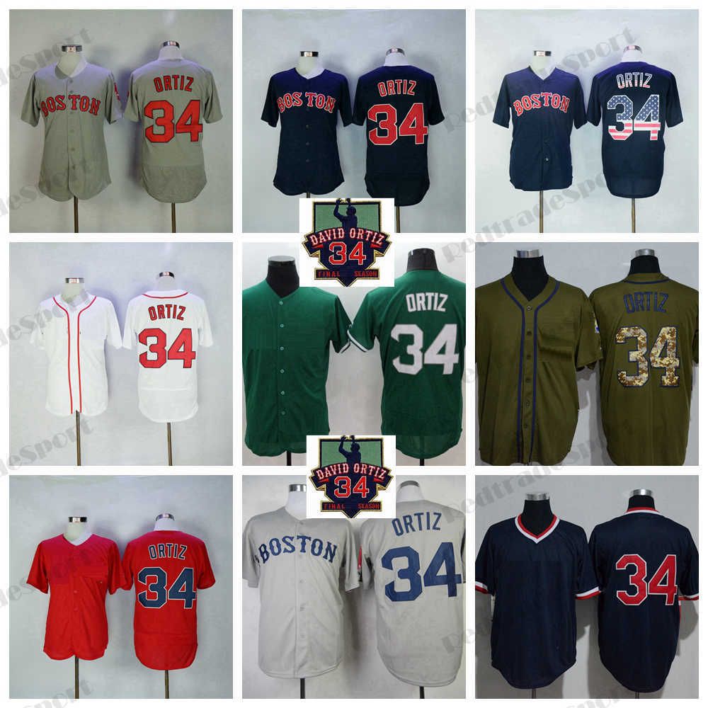 

Vintage Boston 34 David Ortiz Big Papi Baseball Jerseys Mens Mesh Stitched Jersey Retirement Patch, Army green
