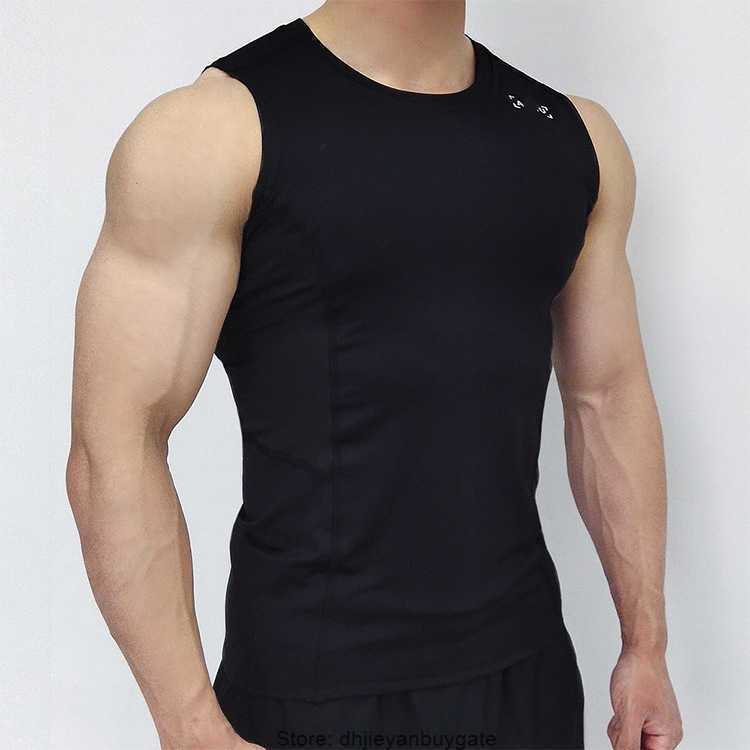 

ARSVS Summer Men's Sports Vest Round Neck Tight Solid Speed Running Training Ice Silk Tank Top Fitness Top For Men K3P3, White