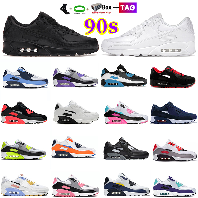 

Designer 90 Running Shoes womens 90s mens sneakers leather triple white Black Royal Blue Infrared Michigan OG Volt Hyper Grape South Beach solar flare UNC sneaker, 34-solar flare