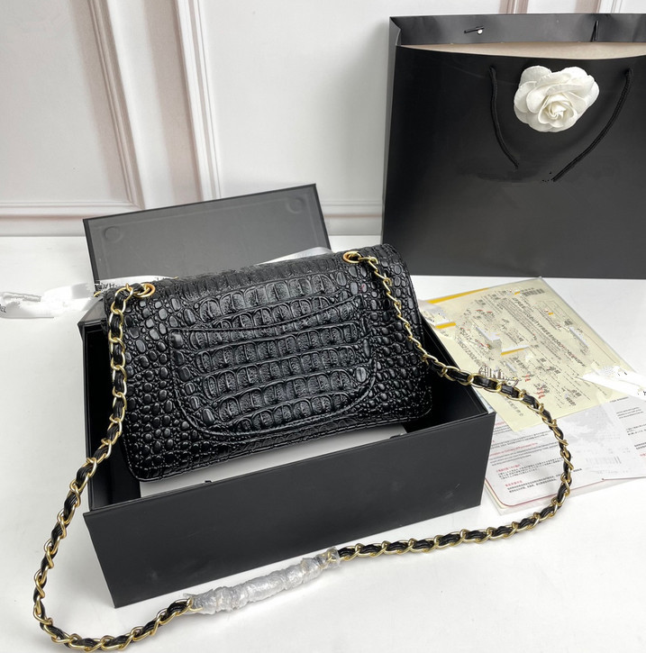 

Crocodile Leather Bag Designer Handbag Women's Crocodile Skin Handbag Cross-Body One Shoulder Fashion Handbag Purse Tote Bag, Black