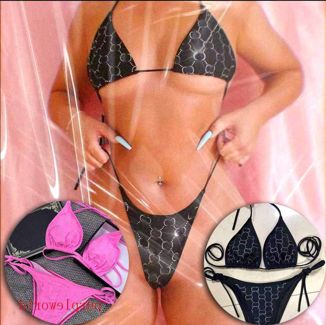

Designer Bikini Top Summer Sexy Bikinis Set Women Swimsuit Designer Letter Print Lady Two Pieces Bikini 2 Colors Strip Female Swimwear, #1