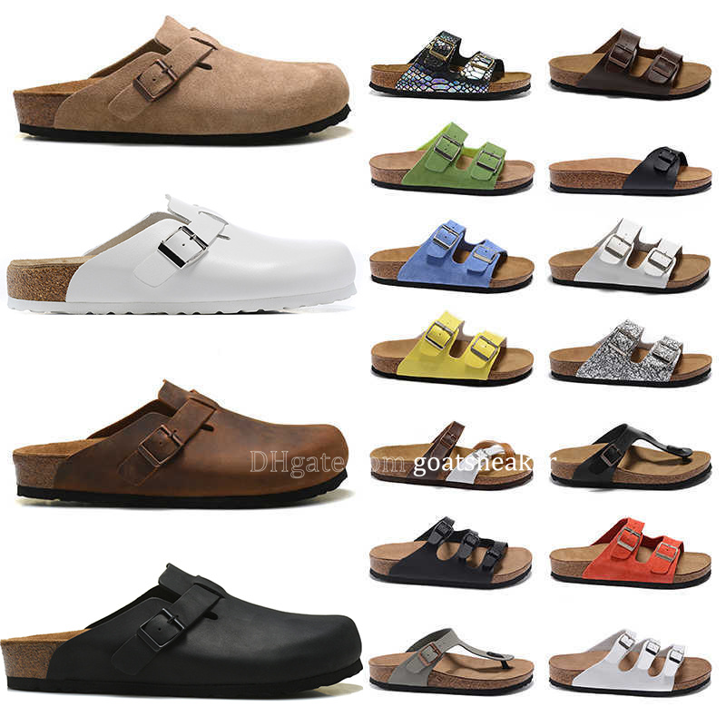 

Designer slippers boston clogs Closed Toe Flat Cork sandals slides arizona sandal clog men women shoes sliders suede snake leather buckle strap flip flops slipper, 44