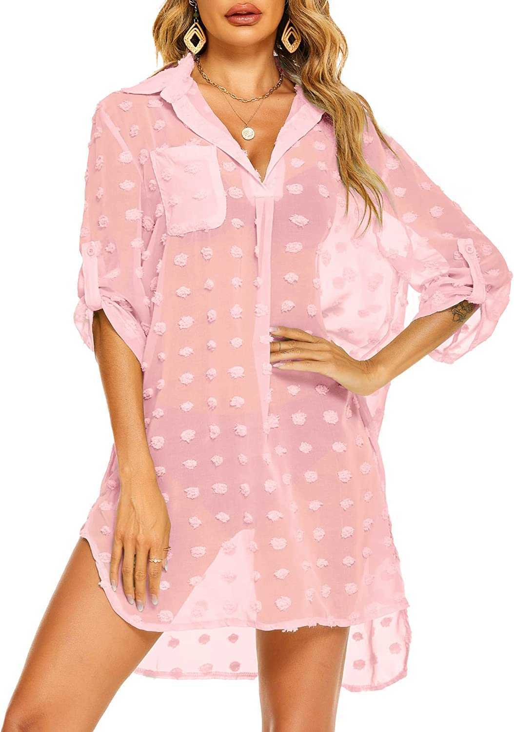 

Women's Swimsuit Beach Cover Up Shirt Bikini Beachwear Bathing Sexy Suit Beach Dress, 23