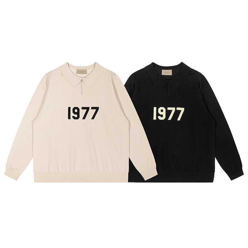

ESS Sweaters FOG ESSEN Season 8 Double Thread Loose 1977 Flocked Embroidery POLO Neck Knitted Mens Womens Sweaters, Shipping fee