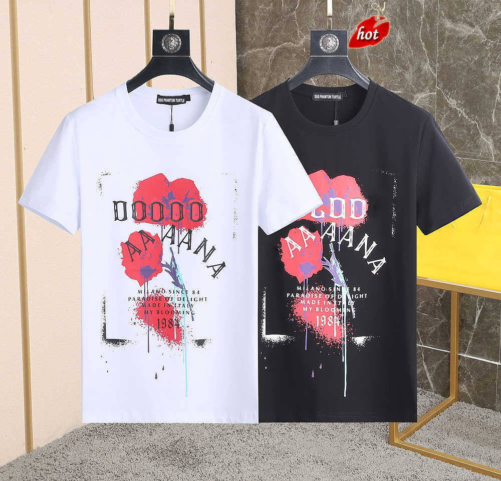 

Mens Designer T shirt Italian Milan Fashion Inkjet Print Tshirts Summer Black White Tshirt Male Hip Hop Streetwear 100 Cotton Tops 1 dsquare 2 d2 dsqs dsq2s P0DE